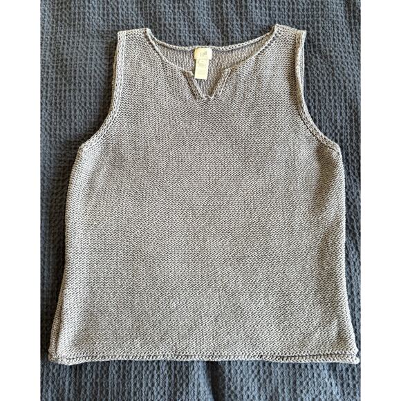 Rare Vintage J Jill Linen Cotton Blend Sleeveless Sweater Vest XL Notch Neckline - Picture 1 of 8